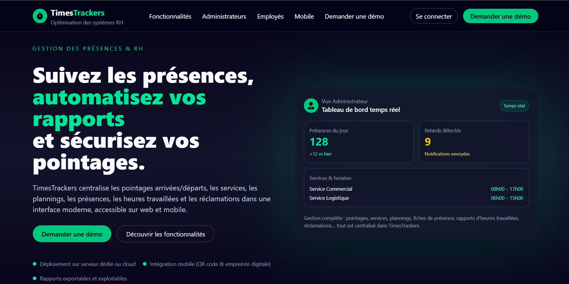 TimesTrackers — Gestion des présences et optimisation RH